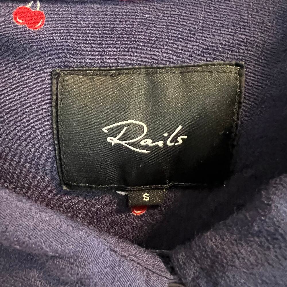 Rails Kate Navy Cherry Patterned Button Down Shir… - image 5